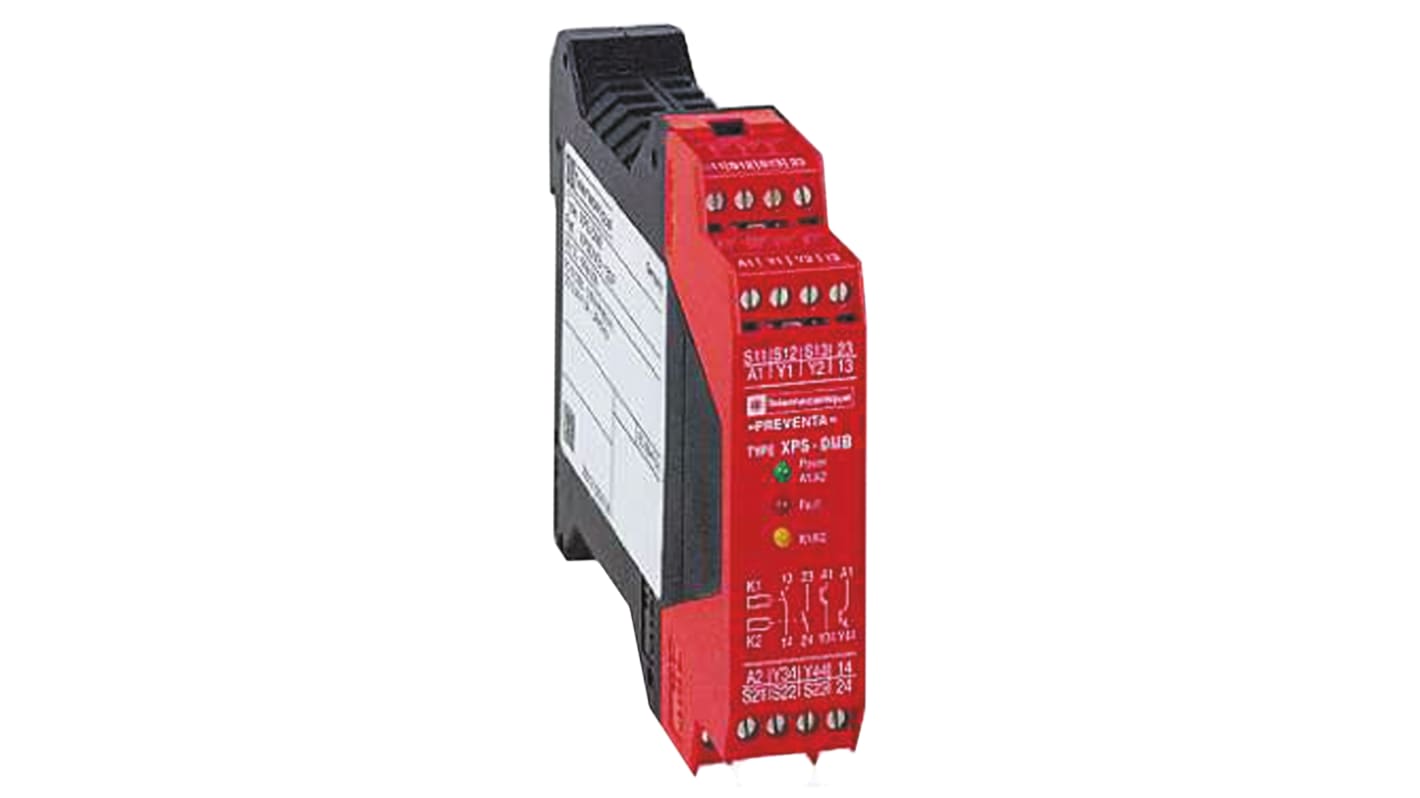 Schneider Electric 安全开关/互锁安全继电器, 24V 直流, 2安全触点, 2辅助触点, 单通道, 监控复位