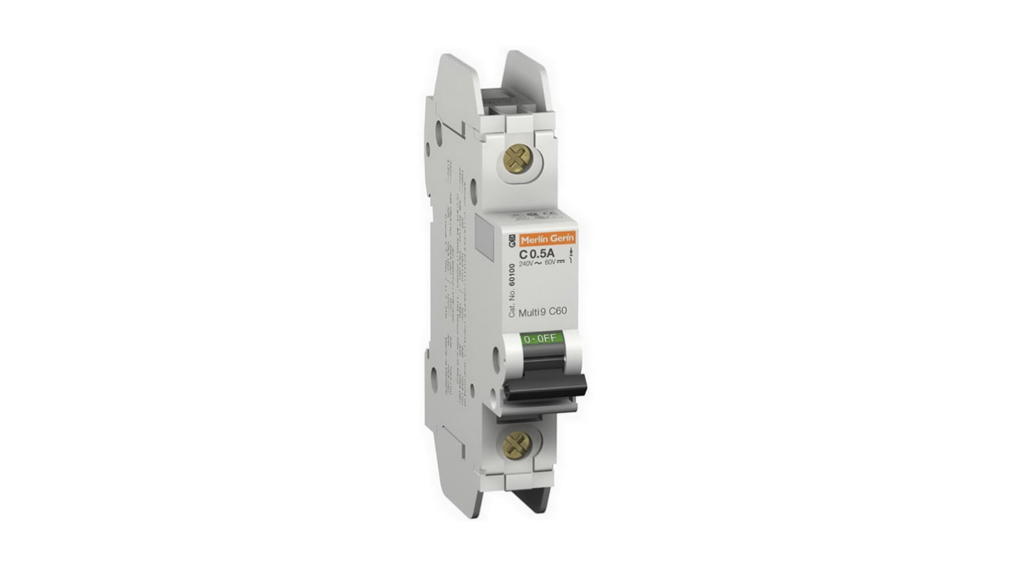 Schneider Electric C60 MCB Mini Circuit Breaker, 1P, 8A Curve C, 120 → 240V AC, 60V DC, 10 kA Breaking Capacity