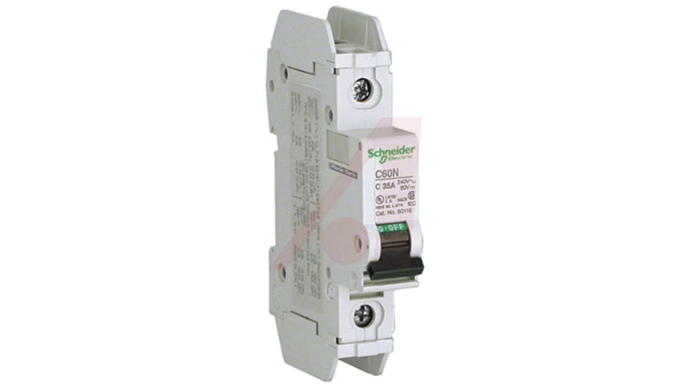 Schneider Electric C60 MCB Mini Circuit Breaker1P, 2A Curve D, 120 → 240V AC, 60V DC, 10 kA Breaking Capacity