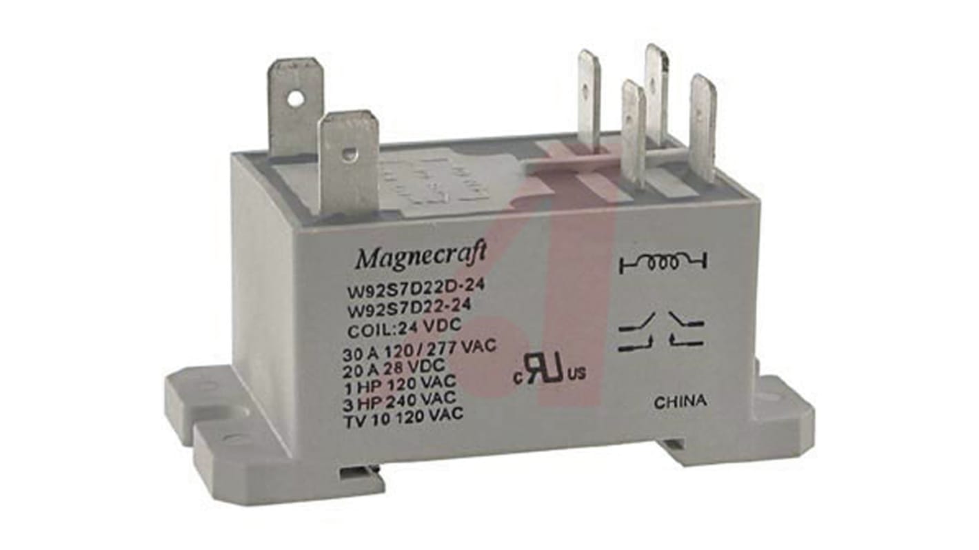 Schneider Electric Panel Mount Power Relay, 24V dc Coil, 20A Switching Current, DPST