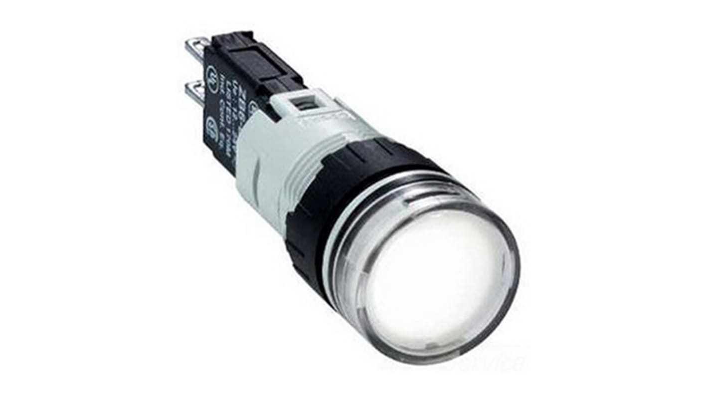 Schneider Electric, Harmony XB6, Panel Mount White LED Pilot Light, 16mm Cutout, IP65, Round, 48 → 120V ac/dc