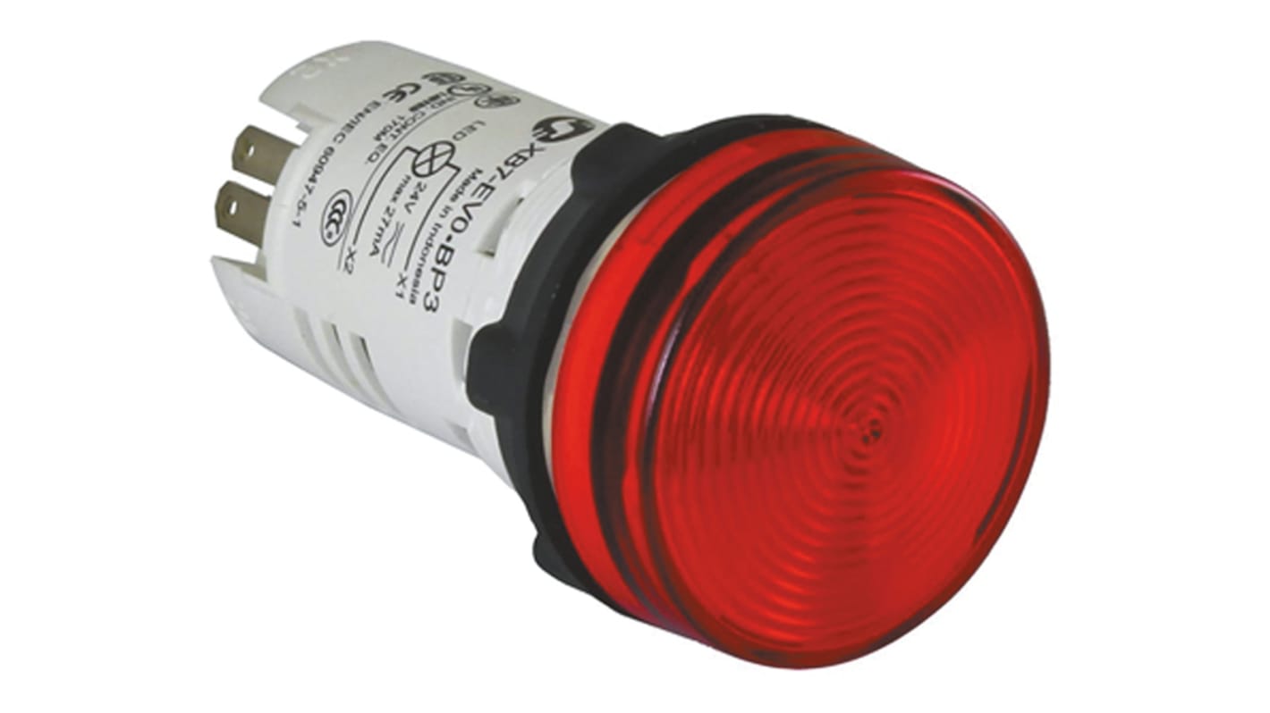 Schneider Electric, Harmony XB7, Panel Mount Red LED Pilot Light, 22mm Cutout, IP20, IP65, Round, 230 → 240V ac