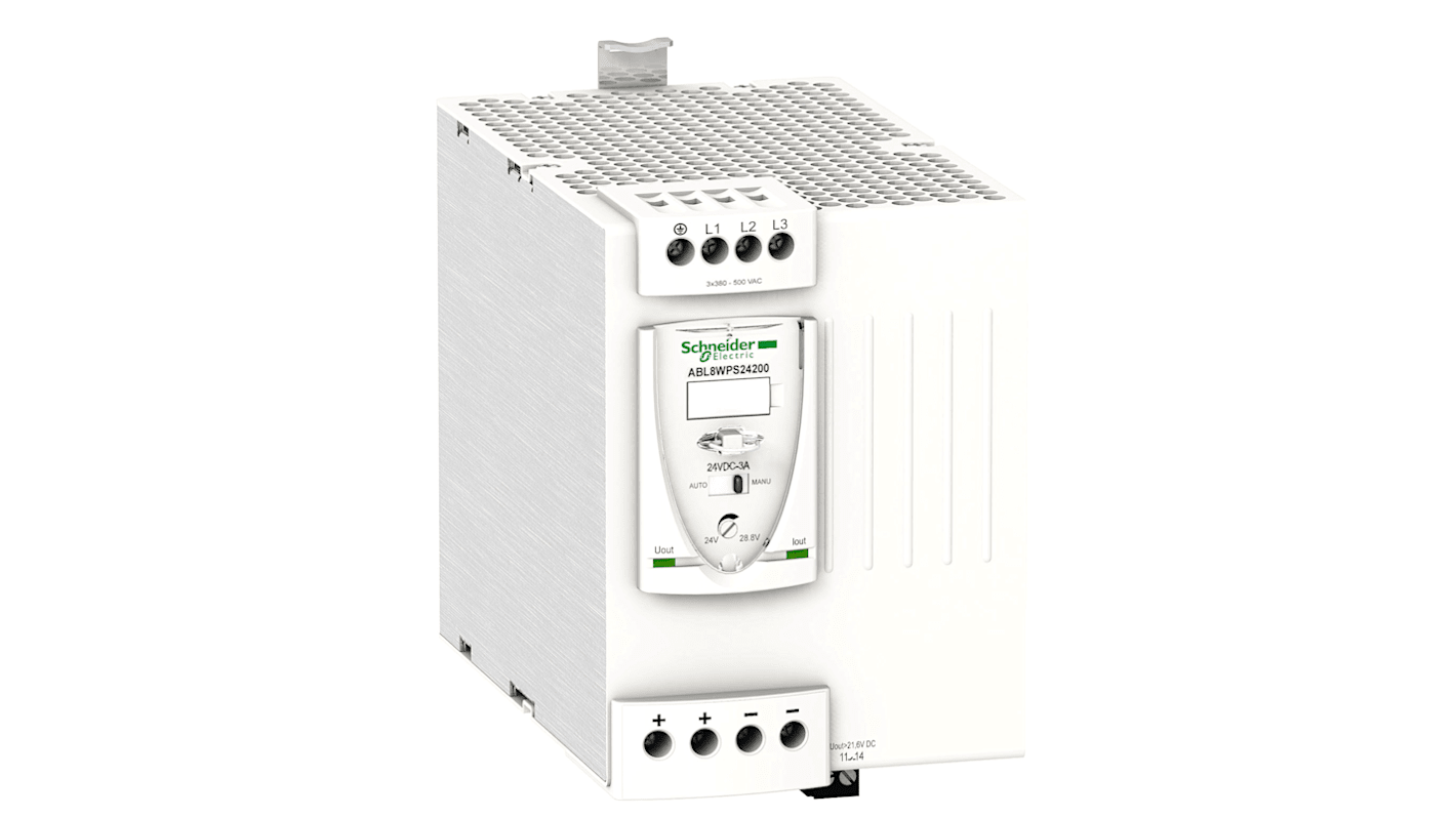 Schneider Electric 开关模式导轨电源, 24V 直流 20A输出, 480W, 380 → 500V 交流输入, 三相