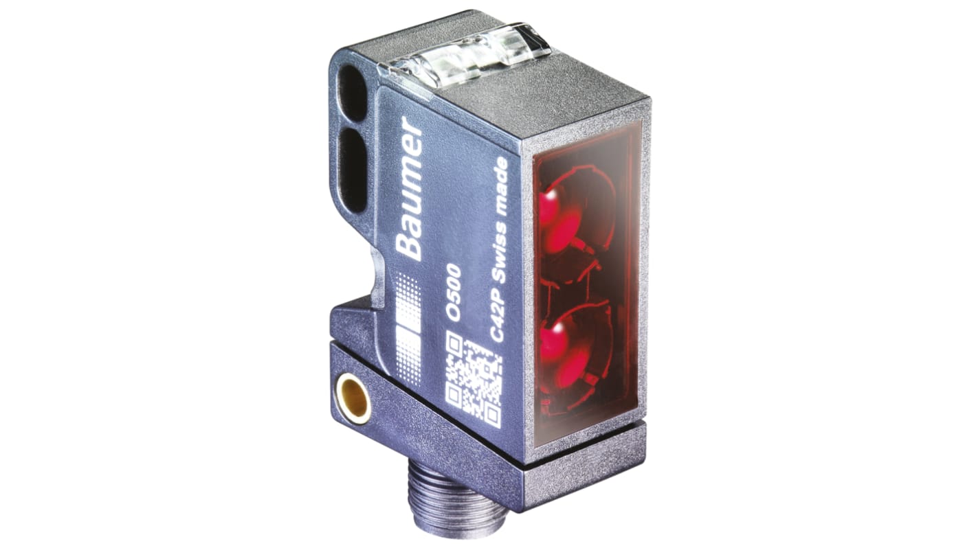 Rs-Online Sensore fotoelettrico Rettangolare Baumer a soppressione di sfondo rilevamento 30 mm → 600 mm uscita