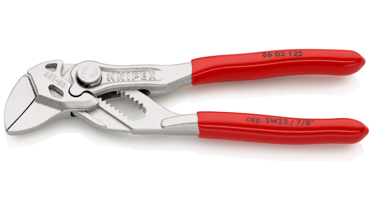 Knipex 86 03 Plier Wrench, 125 mm Overall, Flat, Straight Tip, 23mm Jaw