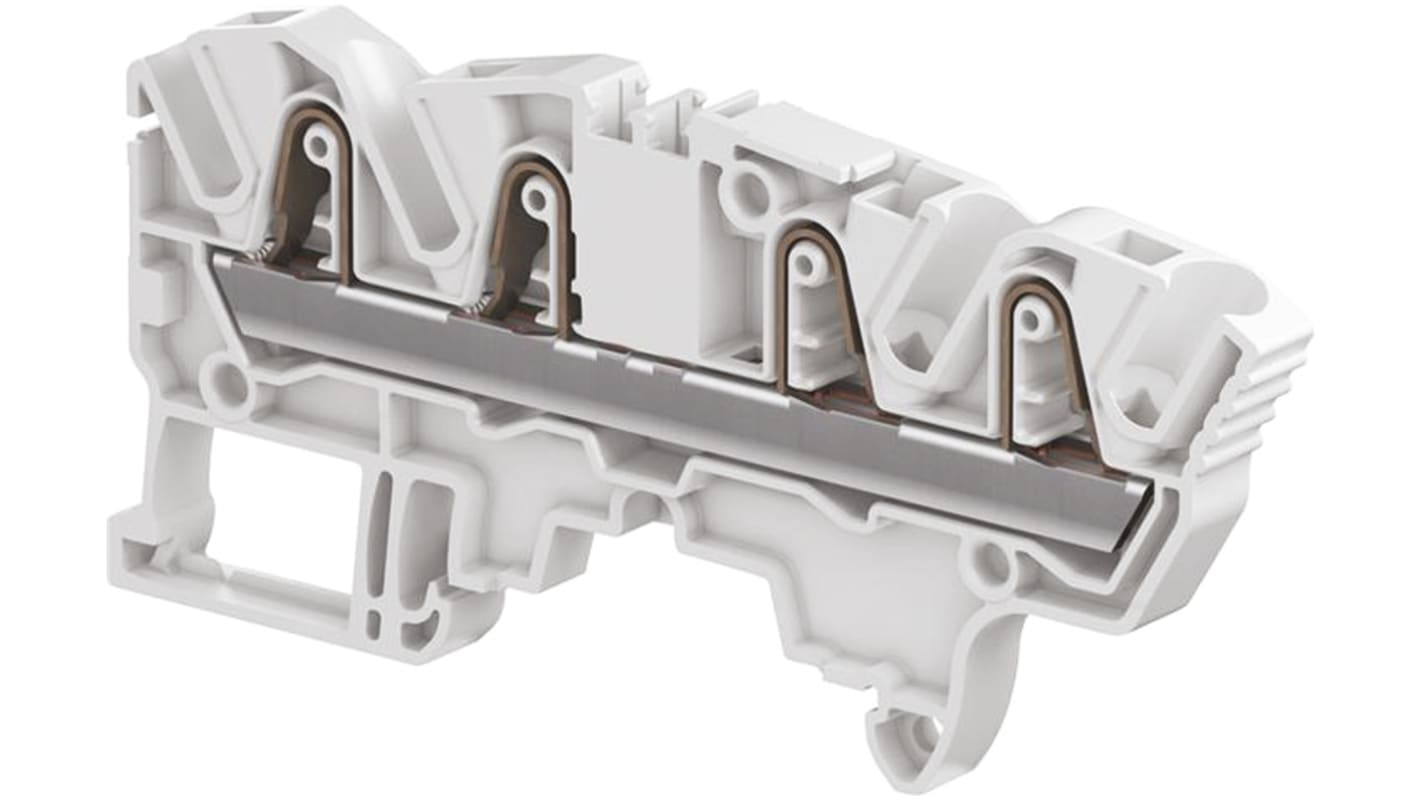 Entrelec ZK4 Series Grey Feed Through Terminal Block, 4mm², Single-Level, Spring Clamp Termination