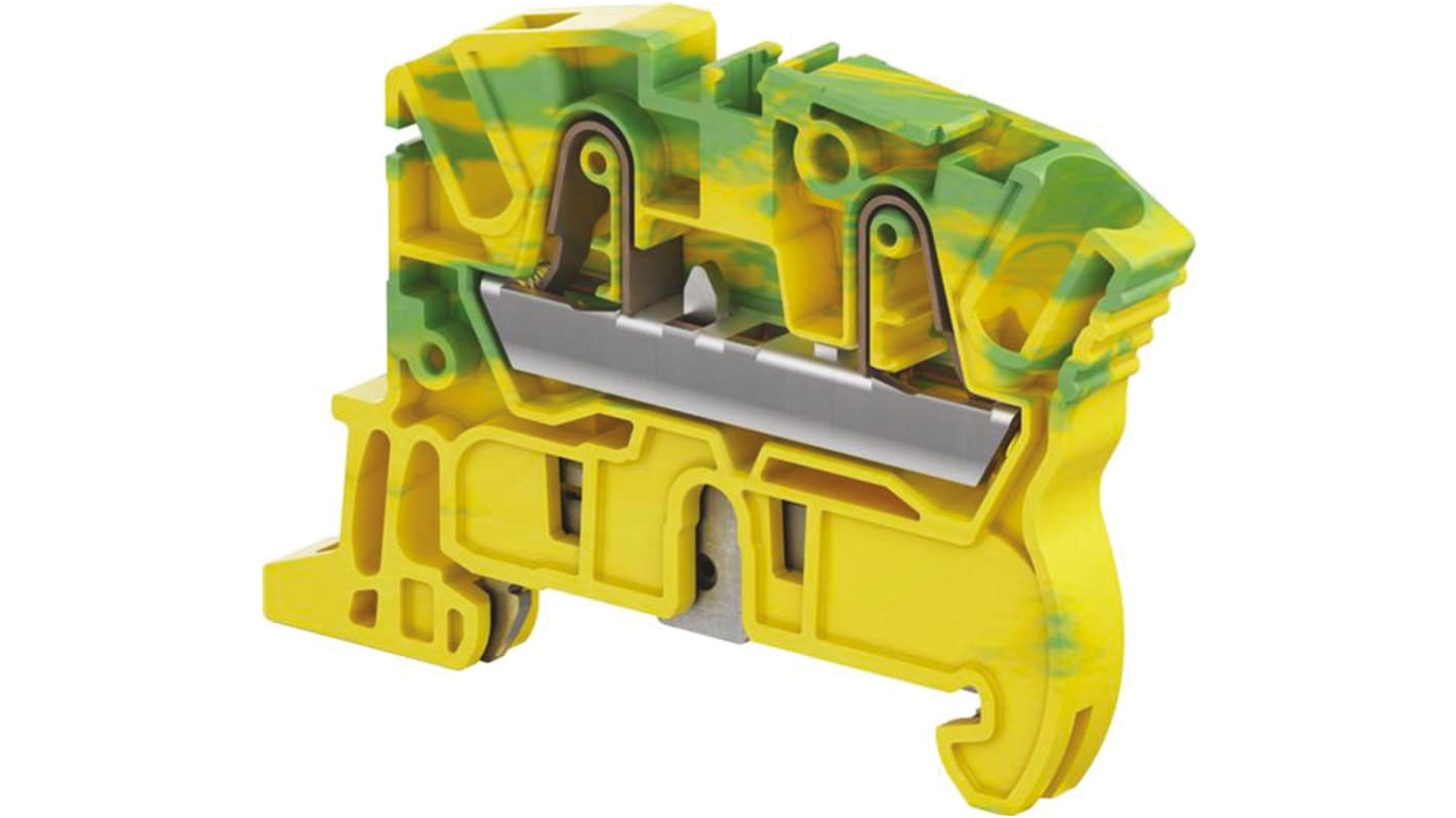 Entrelec ZK4 Series Green, Yellow Standard Din Rail Terminal, 4mm², Single-Level, Spring Clamp Termination