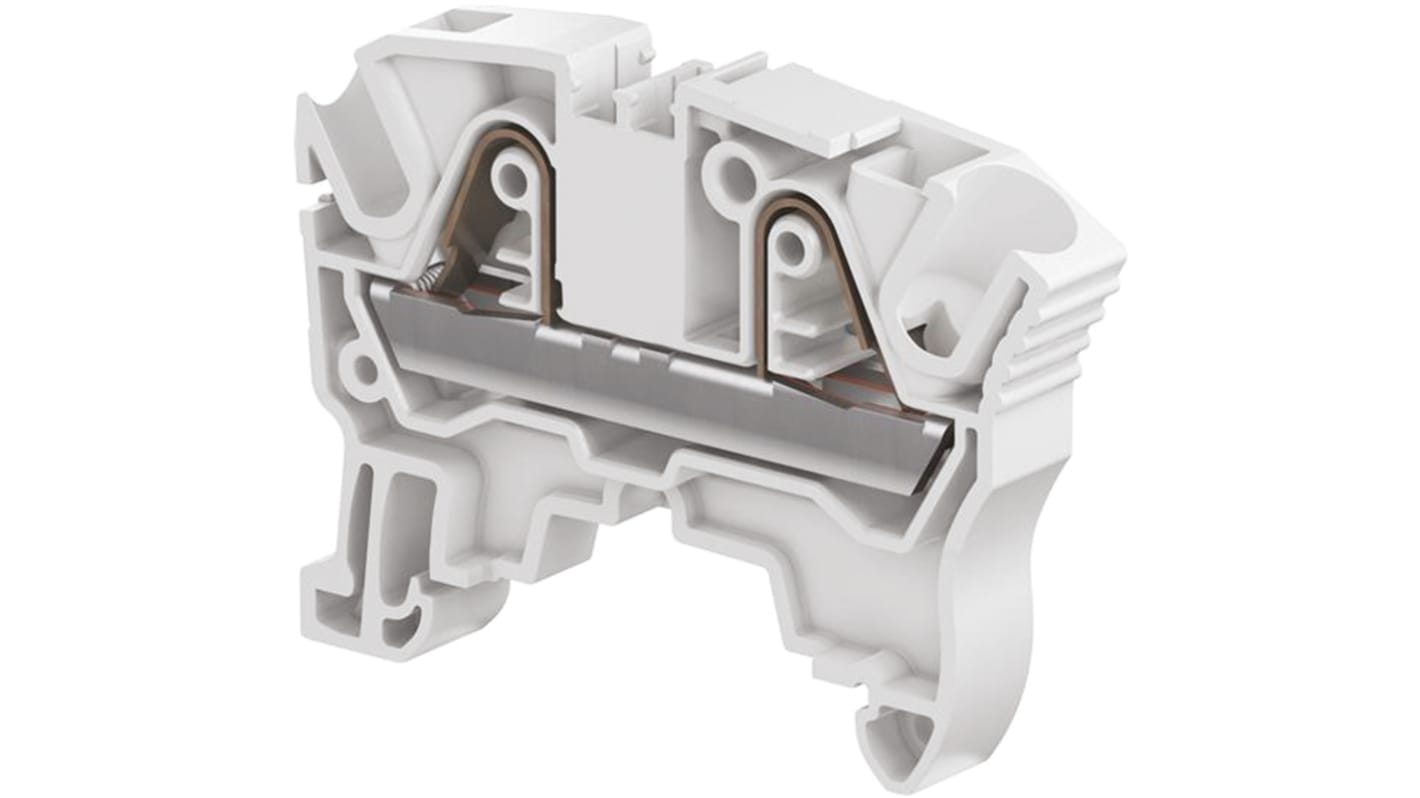 Entrelec ZK6 Series Grey Standard Din Rail Terminal, 6mm², Single-Level, Spring Clamp Termination