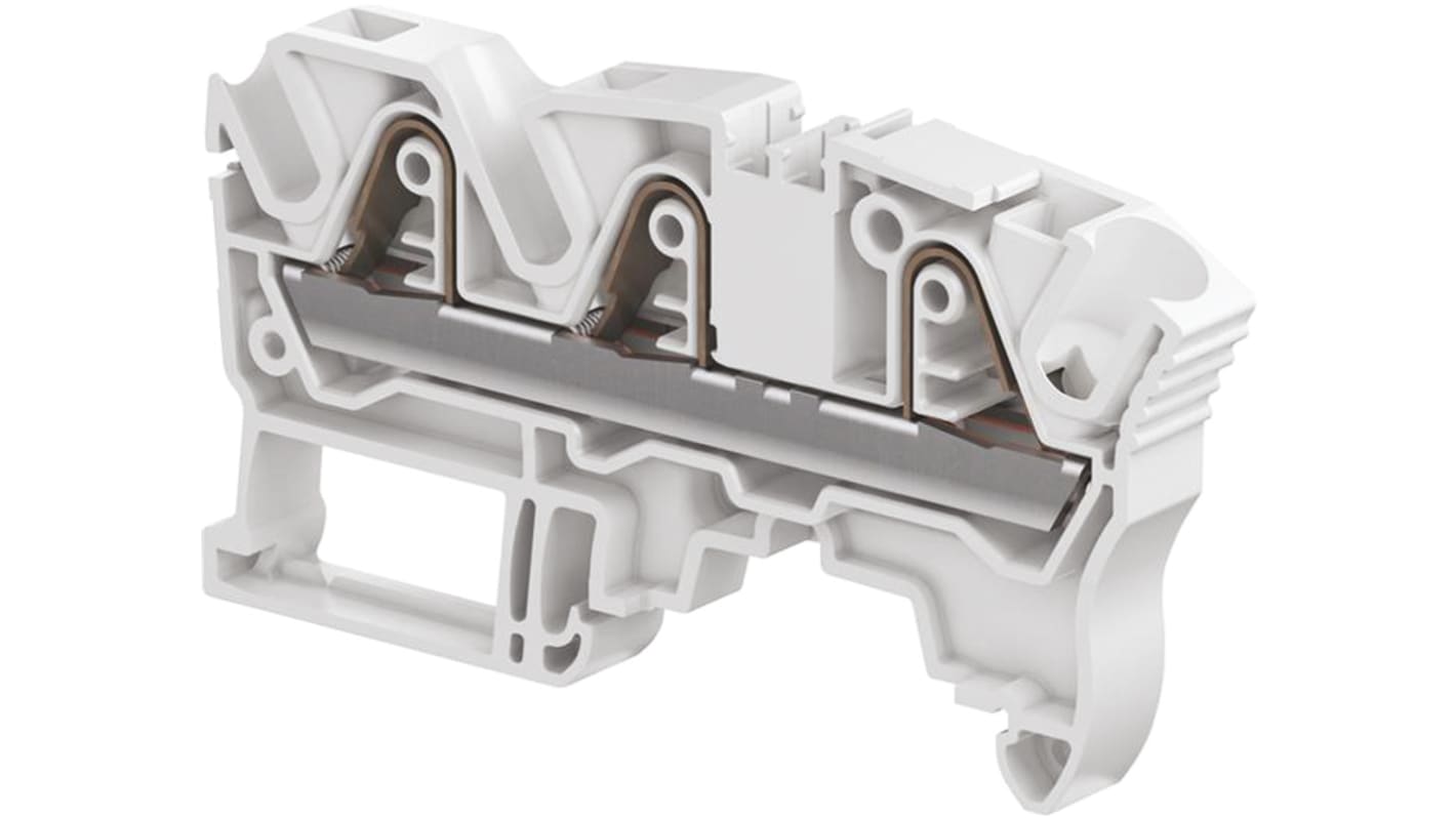 Entrelec 1SNK708011R0000 ZK6 Series Grey, 6mm², Single-Level, Spring Clamp Termination