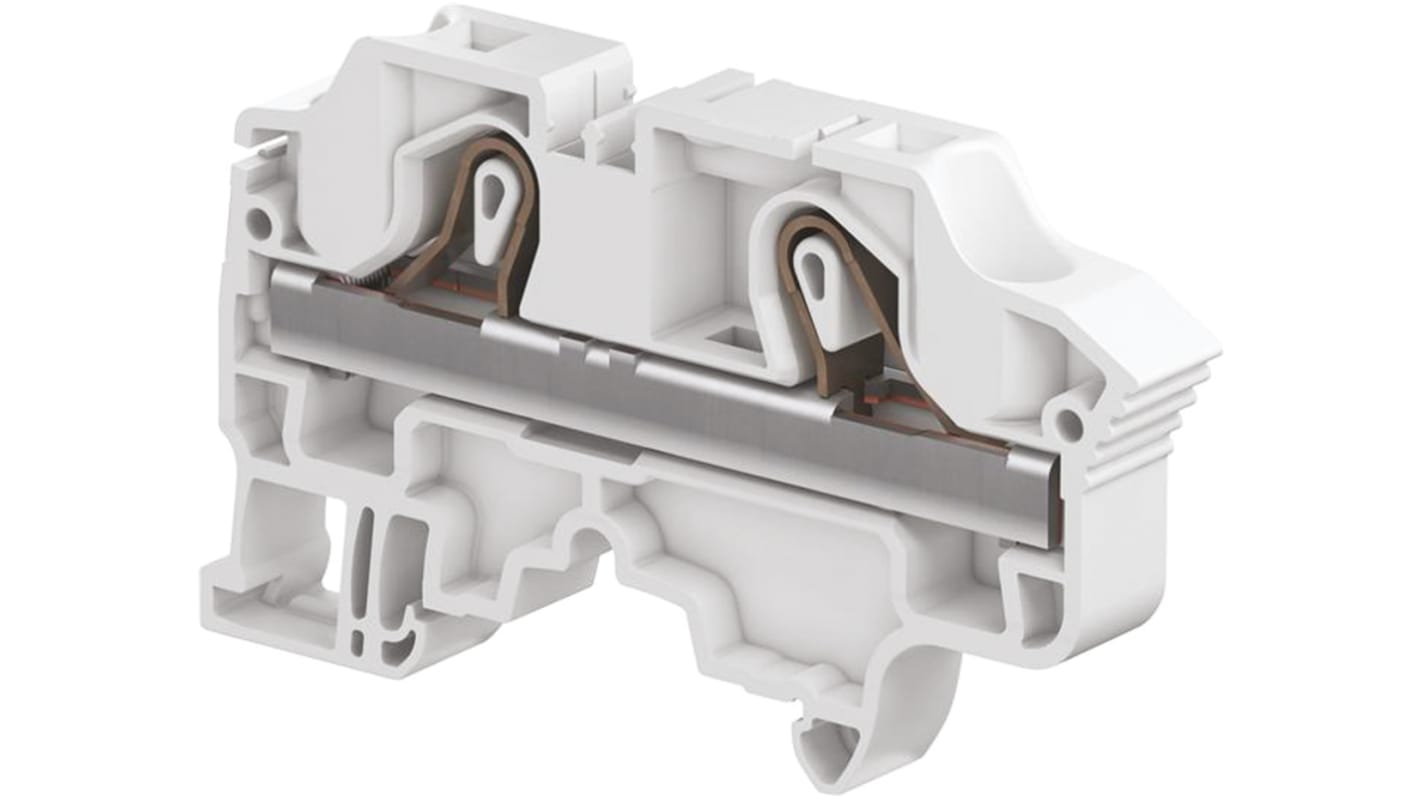 Entrelec ZK10 Series Grey Standard Din Rail Terminal, 10mm², Single-Level, Spring Clamp Termination