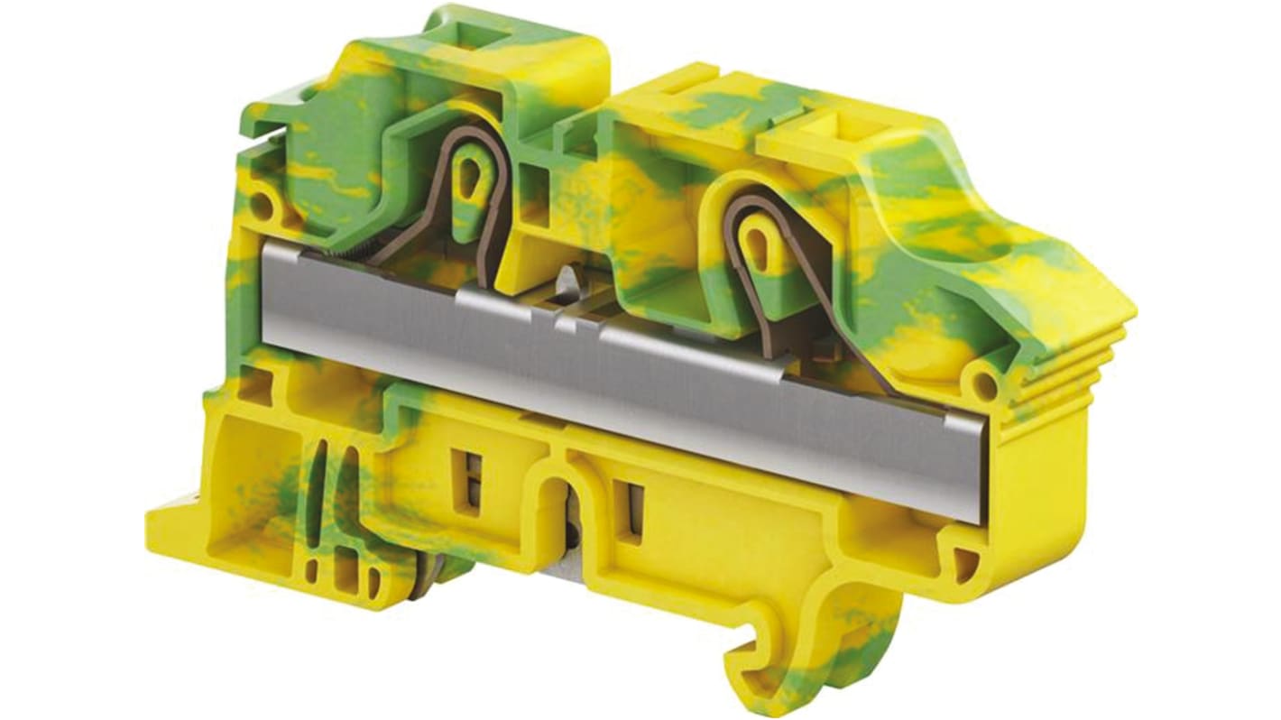 Entrelec 1SNK712150R0000 ZK16 Series Green/Yellow, 16mm², Single-Level, Spring Clamp Termination