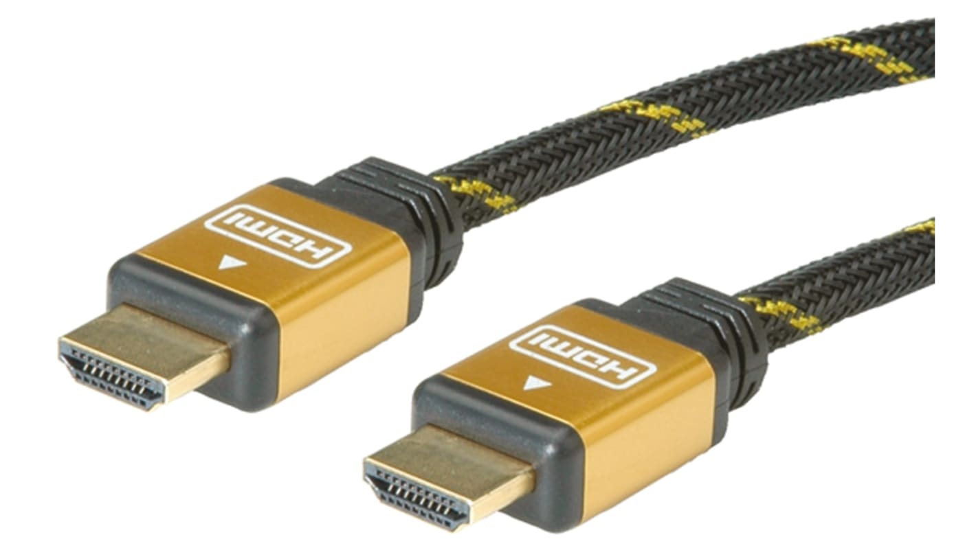 Roline HDMI-Kabel A HDMI Ethernet Stecker B HDMI Ethernet Stecker, 20m, Schwarz/Gold