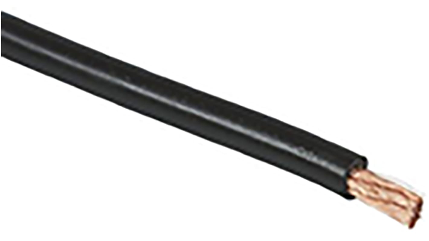 RS PRO 黑色电线, 25mm², 100m长, 4AWG, 1 kV, 最高+105°C, PVC绝缘