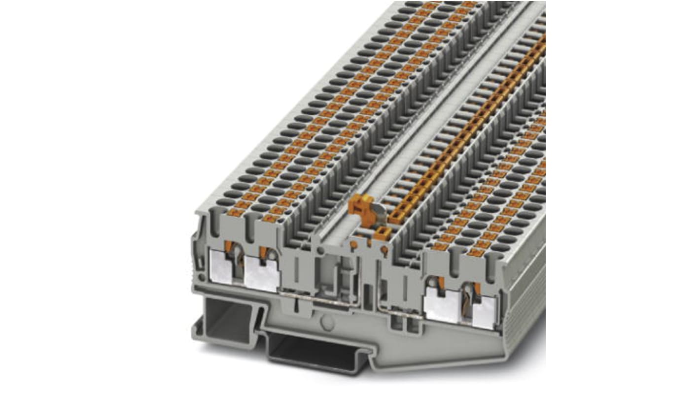 Phoenix Contact 3210184 PT 2.5-QUATTRO-MTB Series Grey, 2.5mm², Single-Level, Push In Termination