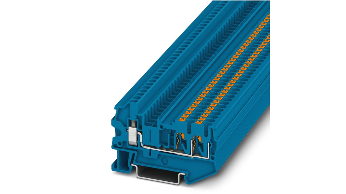 Phoenix Contact 3209516 PTU 2.5-TWIN BU Series Blue, 2.5mm², Single-Level, Push In Termination