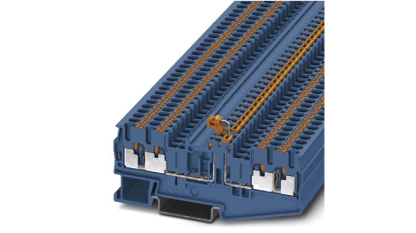 Phoenix Contact 3210191 PT 2.5-QUATTRO-MTB BU Series Blue, 2.5mm², Single-Level, Push In Termination