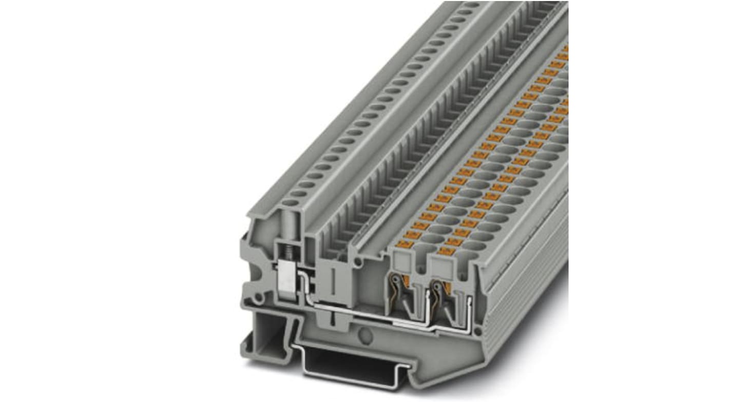 Phoenix Contact 3211859 PTU 4-TWIN Series Grey, Single-Level, Push In Termination
