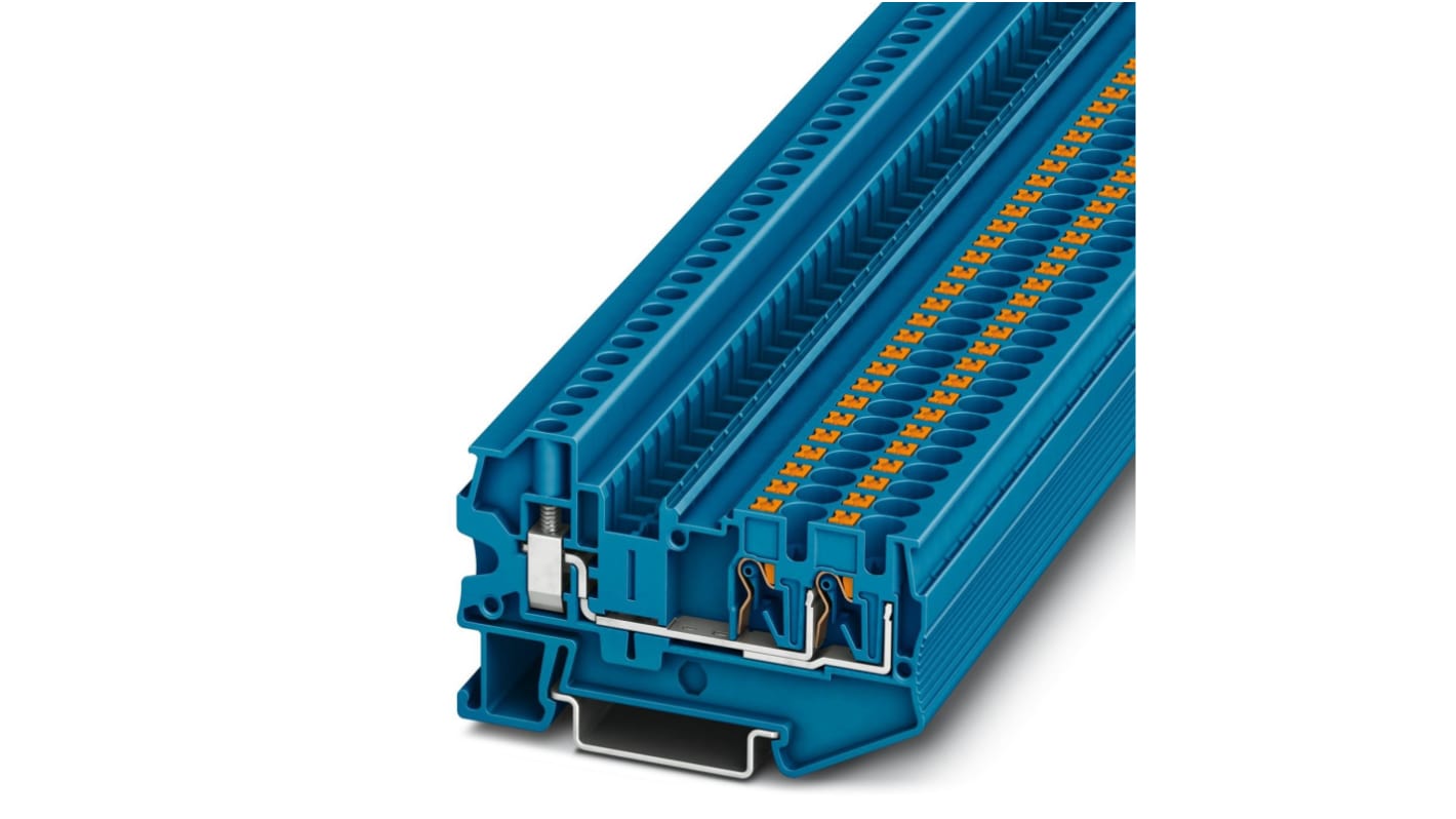 Phoenix Contact 3211860 PTU 4-TWIN BU Series Blue, Single-Level, Push In Termination