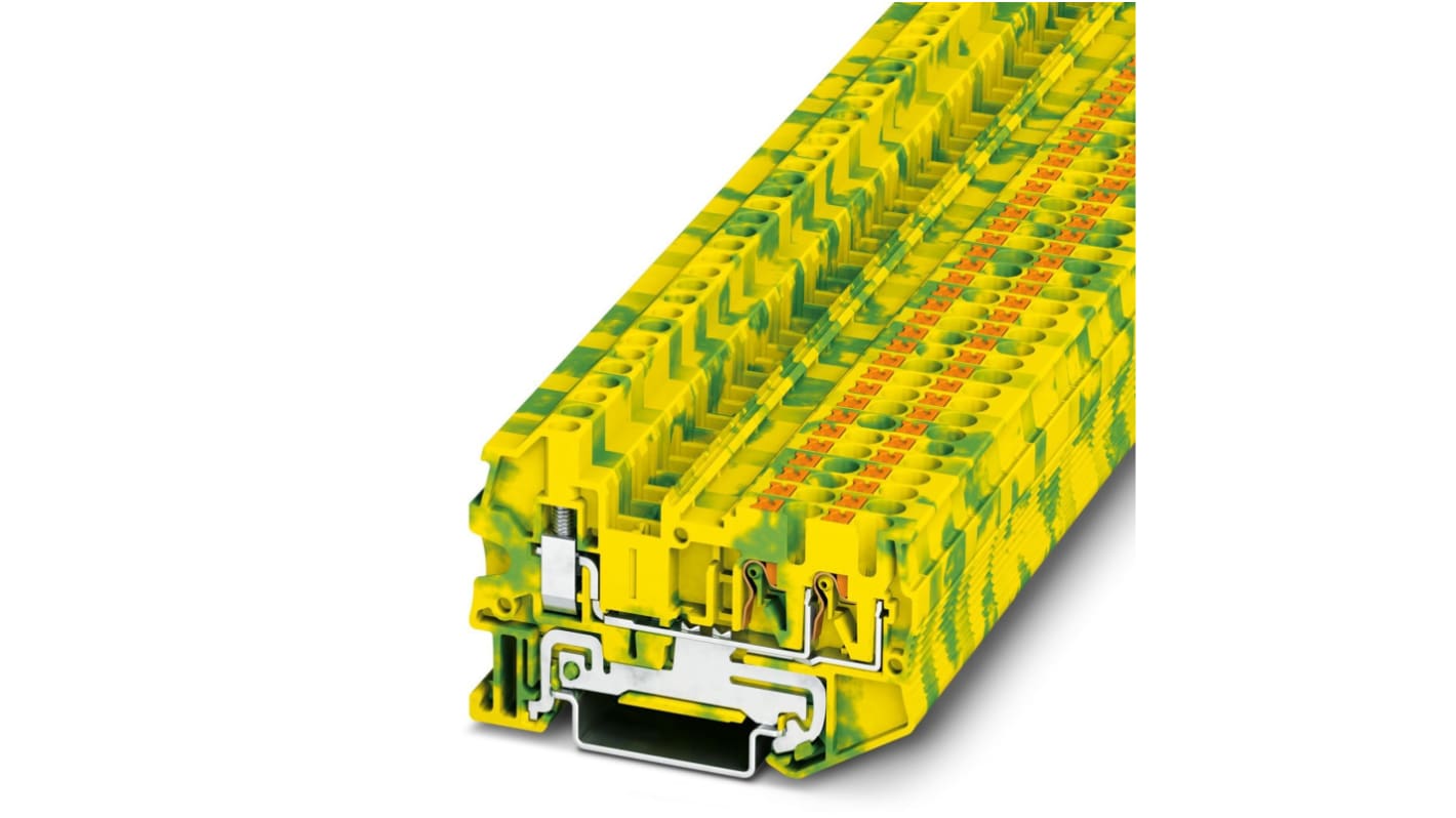 Phoenix Contact 3209517 PTU 2.5-TWIN-PE Series Green/Yellow, 2.5mm², Single-Level, Push In Termination