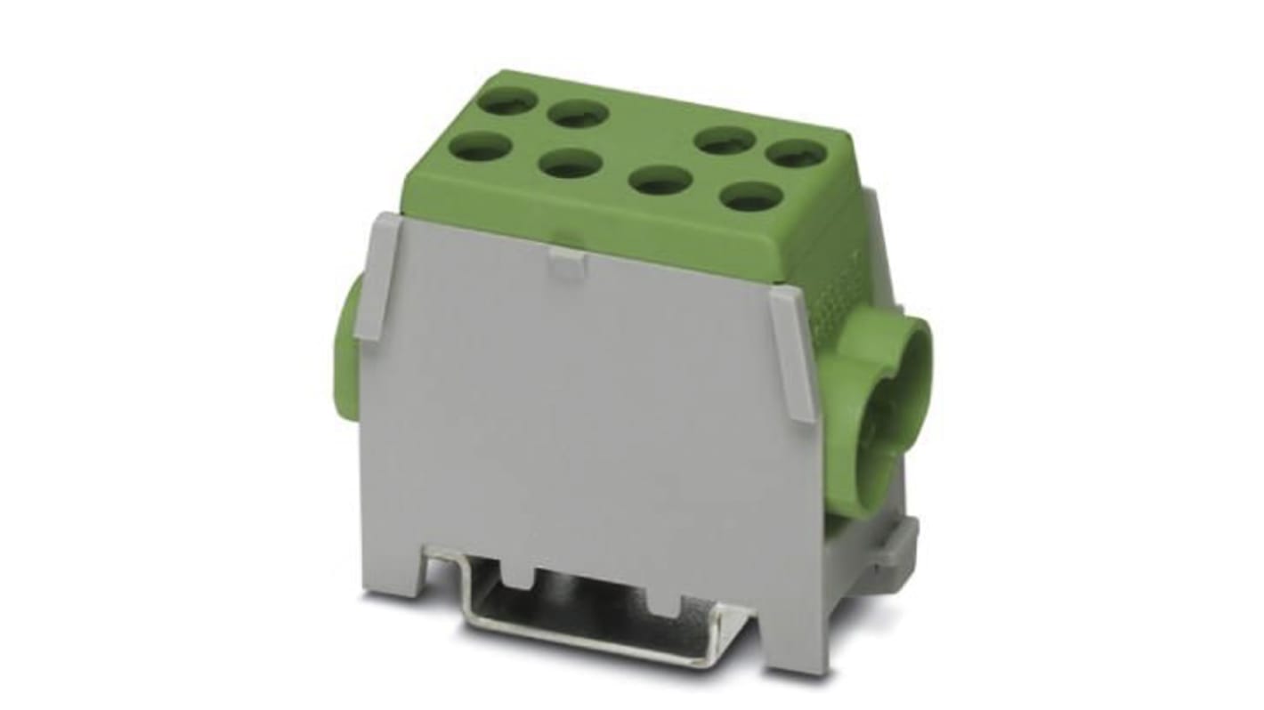 Phoenix Contact UDB 2X35/25 GN Series Green Non-Fused DIN Rail Terminal, Single-Level, Screw Termination