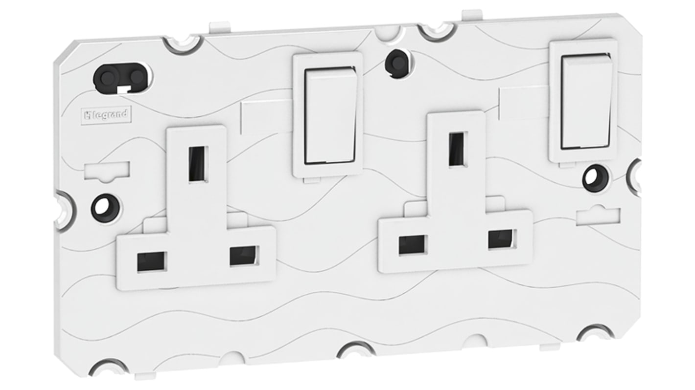 Legrand White 2 Gang Plug Socket, 13A, Type G - British, Indoor Use