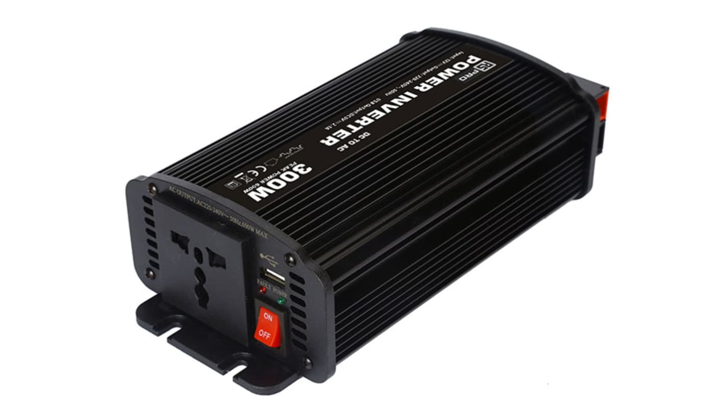 RS PRO Modified Sine Wave 300W Power Inverter, 12V dc Input, 230V ac Output