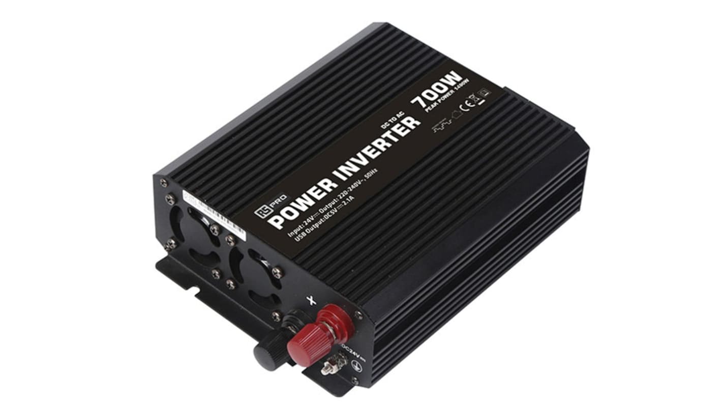 RS PRO Modified Sine Wave 700W Power Inverter, 24V dc Input, 230V ac Output