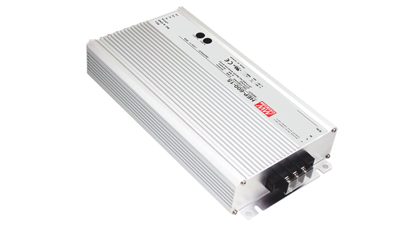 MEAN WELL Switching Power Supply, HEP-600-24, 24V dc, 25A, 600W, 1 Output, 127 → 431 V dc, 90 → 305 V ac