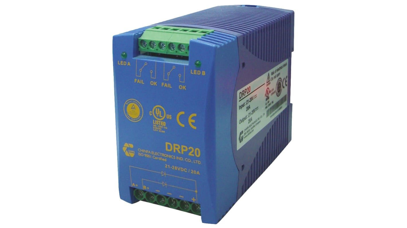 Chinfa 冗余模块, 24V 直流输出, 20A输出, DRP系列