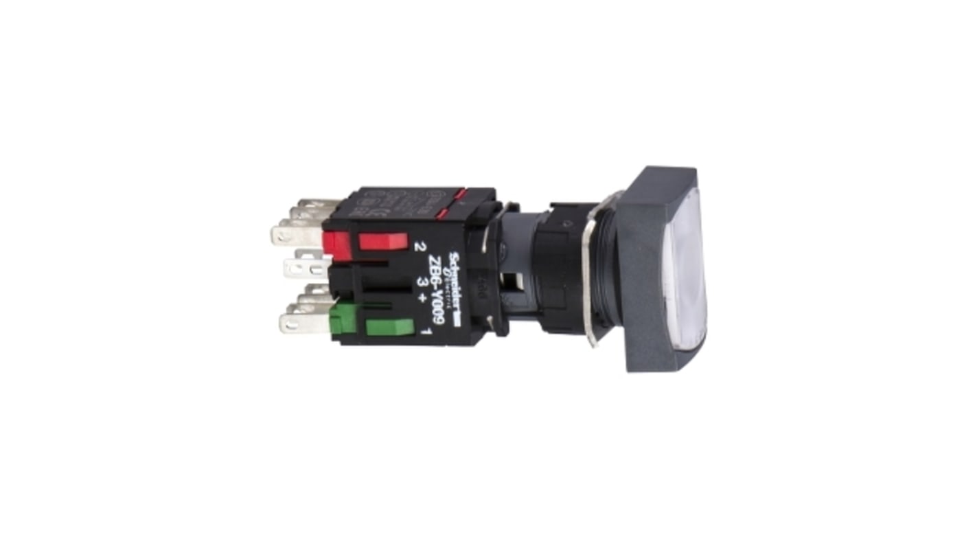 Schneider Electric 带灯按钮, Φ16mm开孔, 面板安装, 白色矩形, IP65, Harmony XB6系列
