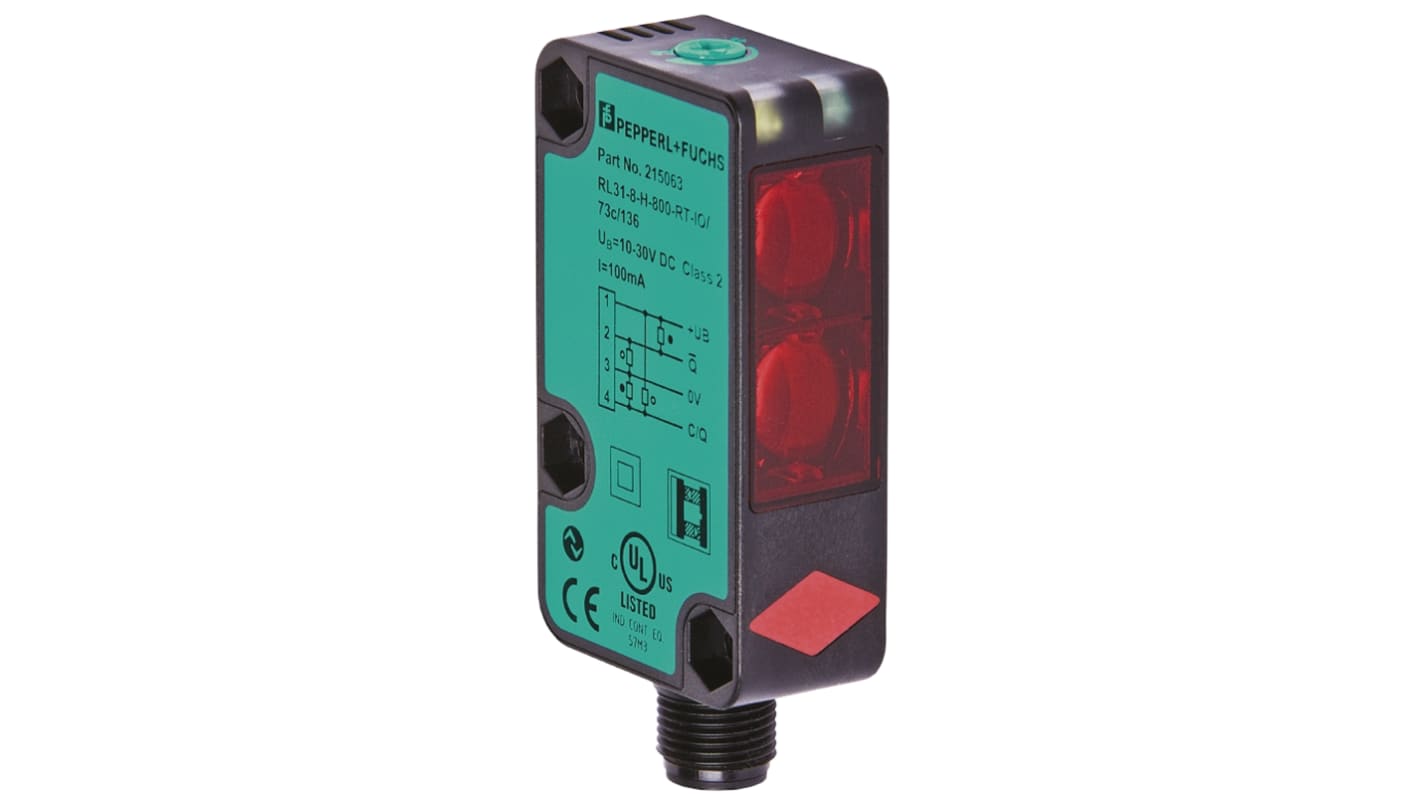 Rs-Online Sensore fotoelettrico Rettangolare Pepperl + Fuchs a soppressione di sfondo rilevamento 800 mm uscita PREMERE/TIRARE
