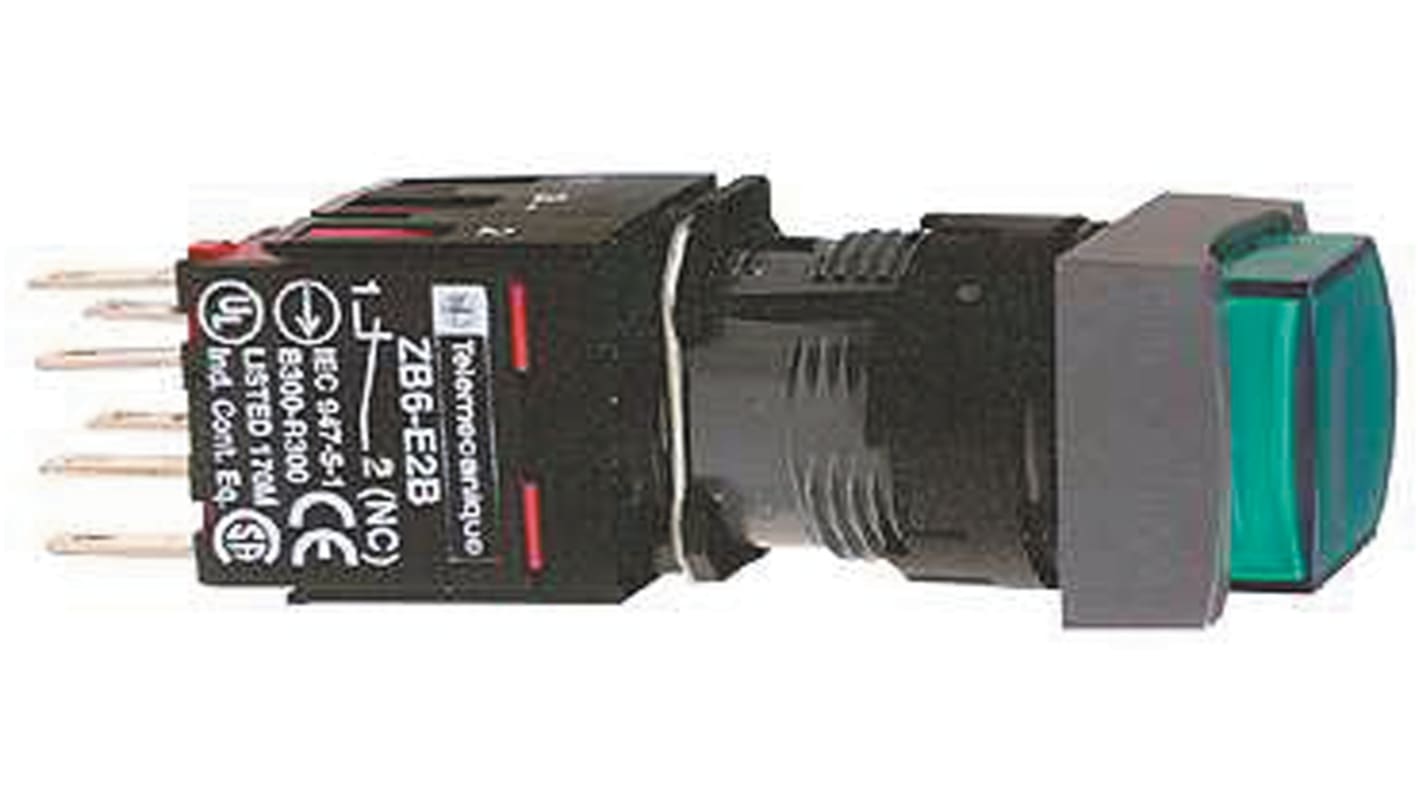 Schneider Electric Harmony XB6 Series Illuminated Push Button, Flush Mount, 16mm Cutout, IP65