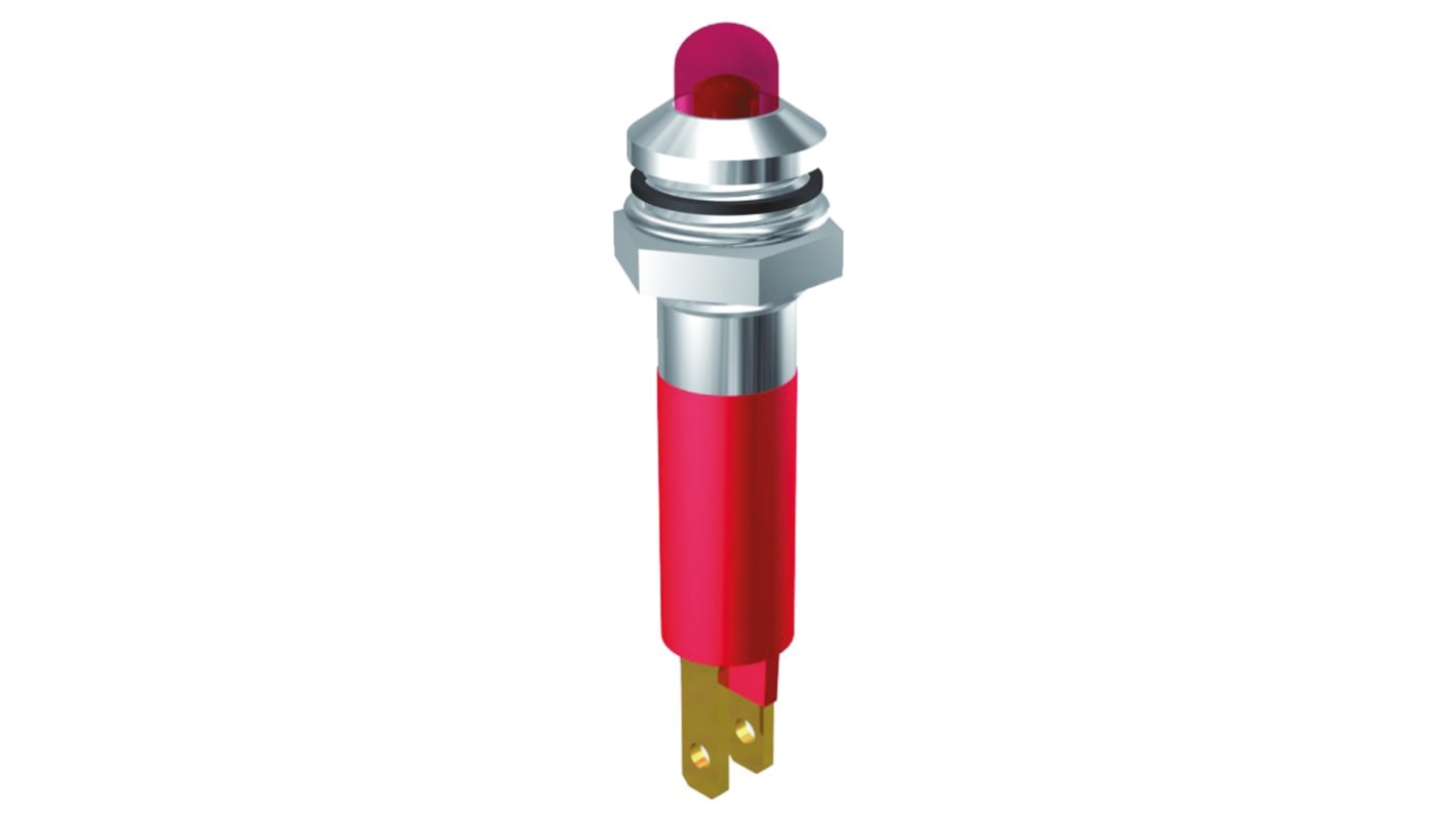 Indicatore da pannello Signal Construct Rosso  a LED, 230V, Sporgente, foro da 8mm