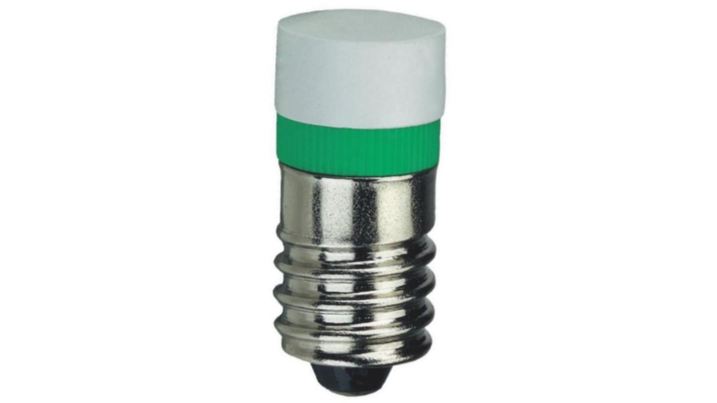 Lampada per indicatori Signal Construct, lunga 22mm, Ø 9.7mm, 24V ca/cc, luce color Verde, 850mcd, Chip singolo da