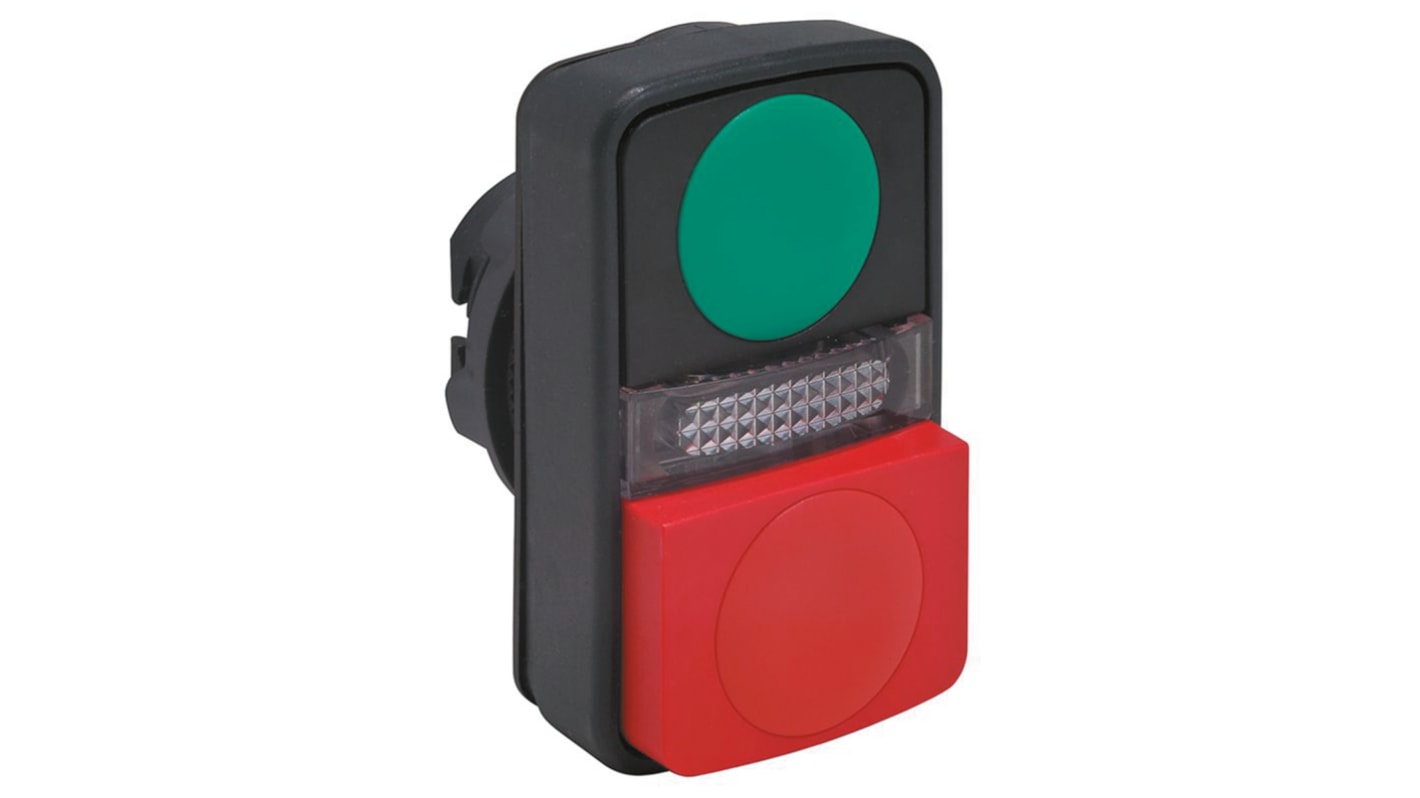 Schneider Electric Harmony XB5 Series Green, Red Momentary Push Button Head, 22mm Cutout, IP66, IP69K