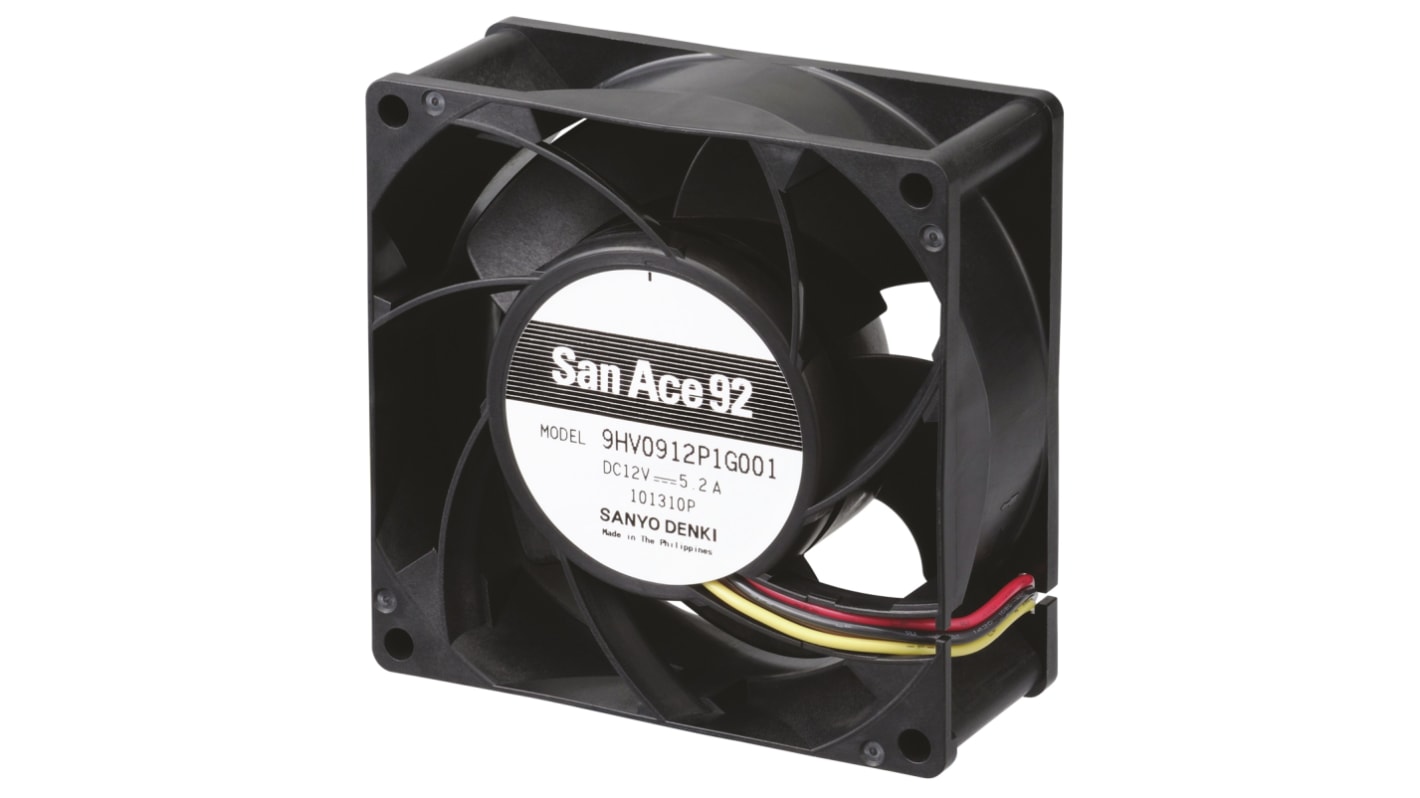 Sanyo Denki San Ace 9HV DC-Axiallüfter, Kugellager, 48 V dc / 57.6W, 92 x 92 x 38mm, 14900U/min, 306m³/h