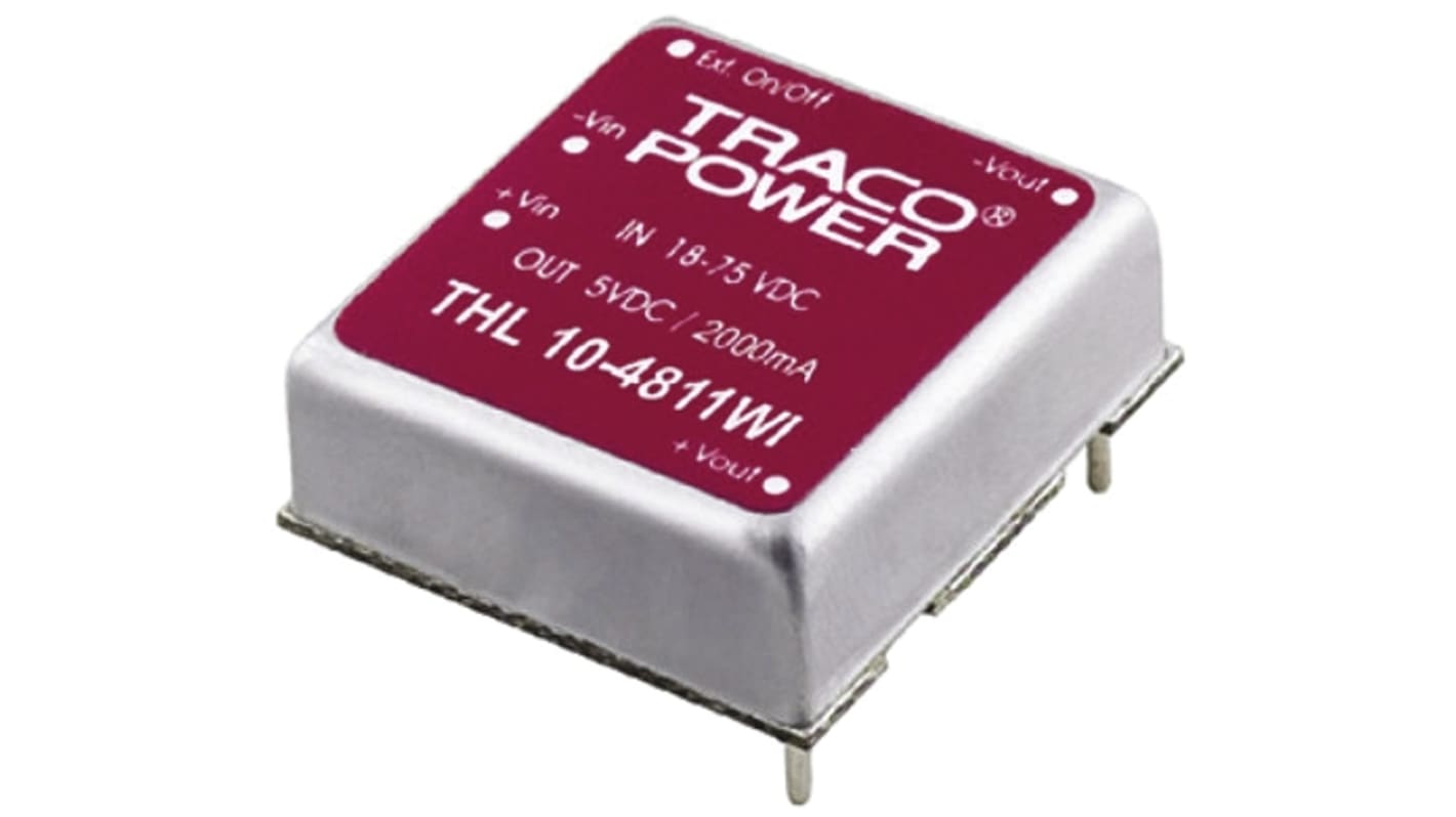 TRACOPOWER THL 10WI DC-DC Converter, 24V dc/ 410mA Output, 18 → 75 V dc Input, 10W, Through Hole, +85°C Max Temp