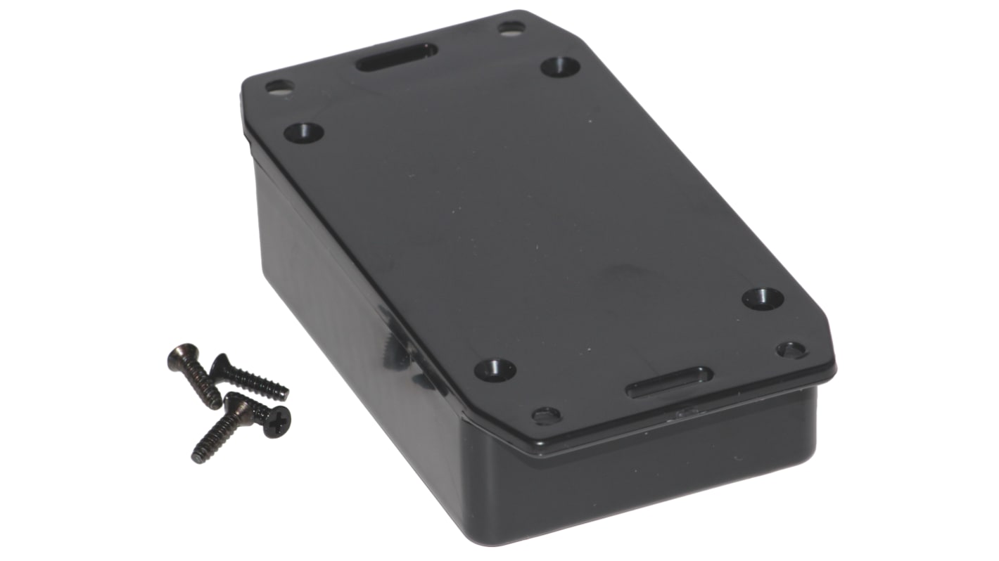 Hammond 1591 Series Black ABS Enclosure, IP54, Flanged, Black Lid, 84.8 x 56 x 22mm