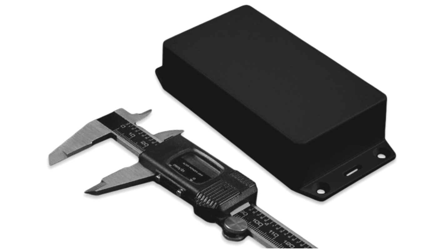 Hammond 1591 Series Black ABS Enclosure, IP54, Flanged, Black Lid, 112 x 64 x 28mm