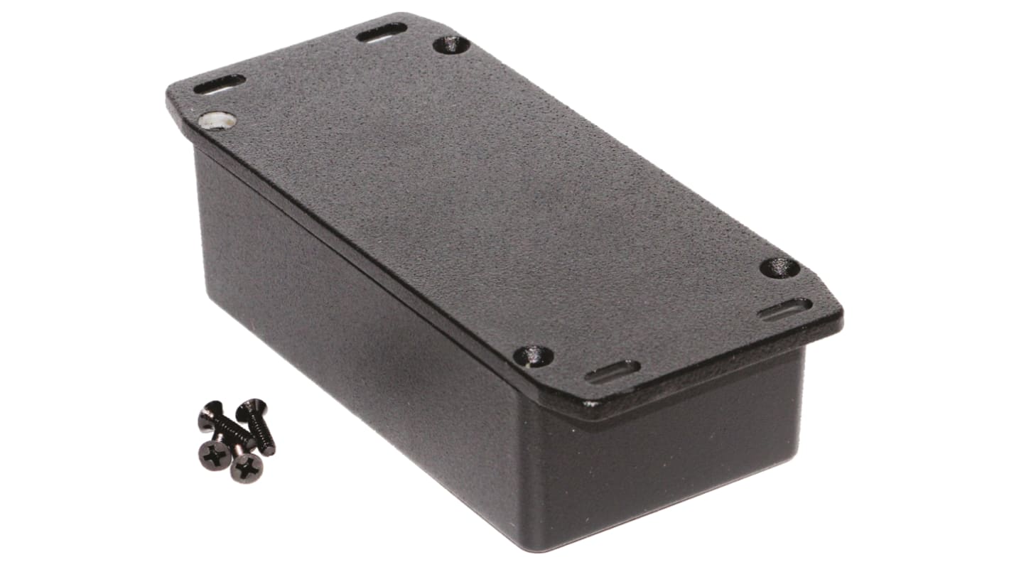 Hammond 1590 Series Black Die Cast Aluminium Enclosure, IP54, Flanged, Black Lid, 121.2 x 65.5 x 39.8mm