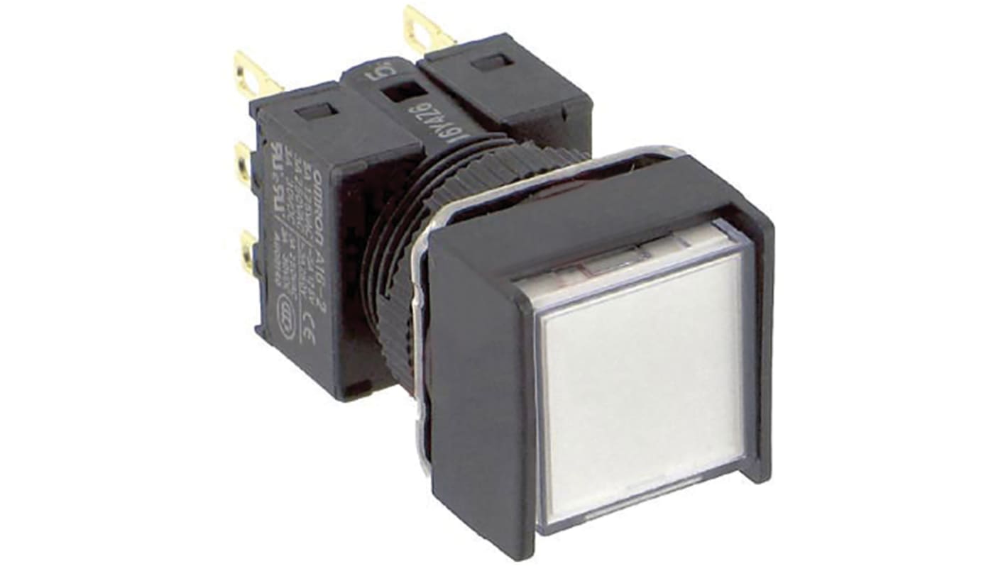 Omron A16 Series Illuminated Push Button, Panel Mount, 16mm Cutout, DPDT, IP65