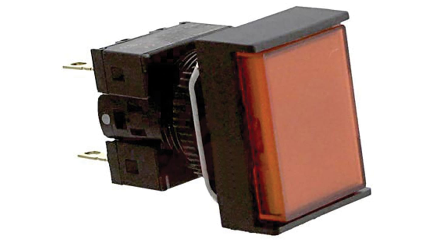 Omron 带灯按钮, Φ16mm开孔, 面板安装, 红色矩形聚碳酸脂, 双刀双掷, IP65, A16系列