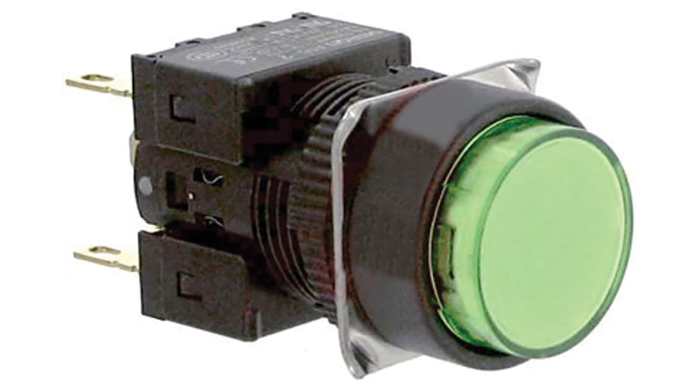 Omron A16 Series Illuminated Push Button, Panel Mount, 16mm Cutout, DPDT, IP65