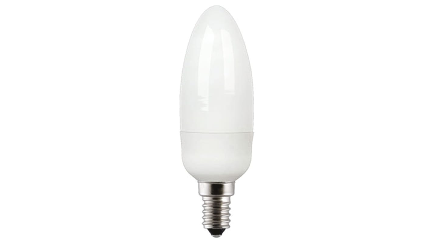 GE E14 Candle Shape CFL Bulb, 9 W, 2700K, Warm White Colour Tone