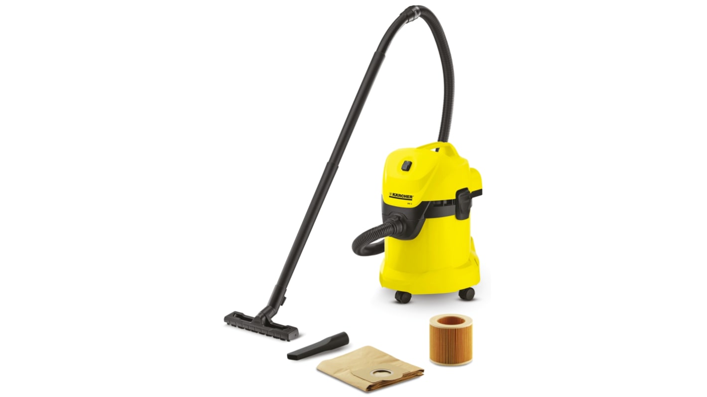 Karcher WD3 Cylinder Wet and Dry Vacuum Cleaner for General Cleaning, 4m Cable, 220 → 240V ac, UK Plug