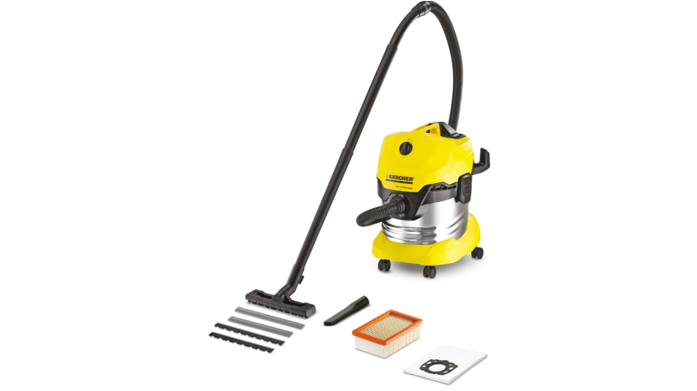 Karcher WD4 Cylinder Wet and Dry Vacuum Cleaner for General Cleaning, 5m Cable, 220 → 240V ac, UK Plug