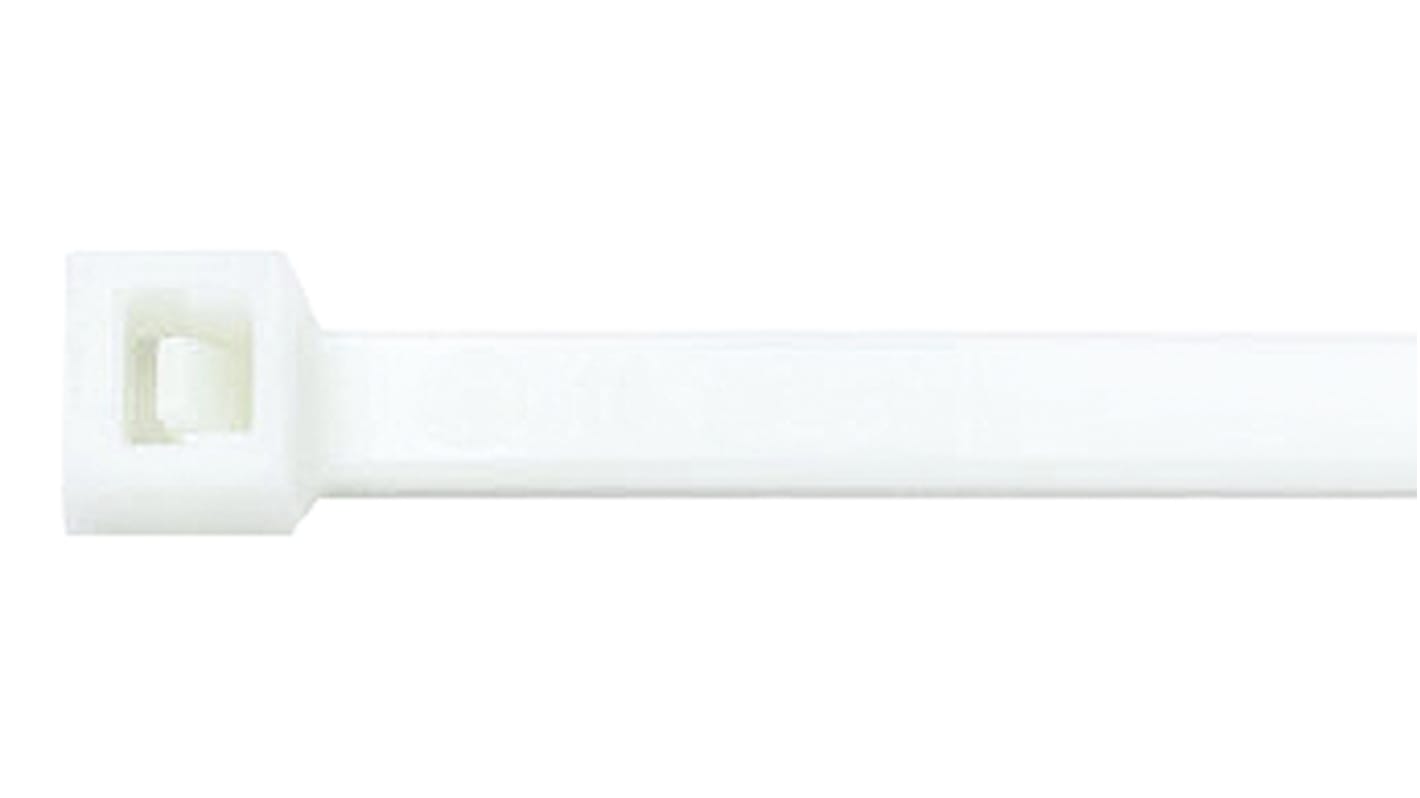 Thomas & Betts Cable Ties, Standard, 200mm x 4.5 mm, White Nylon, Pk-100