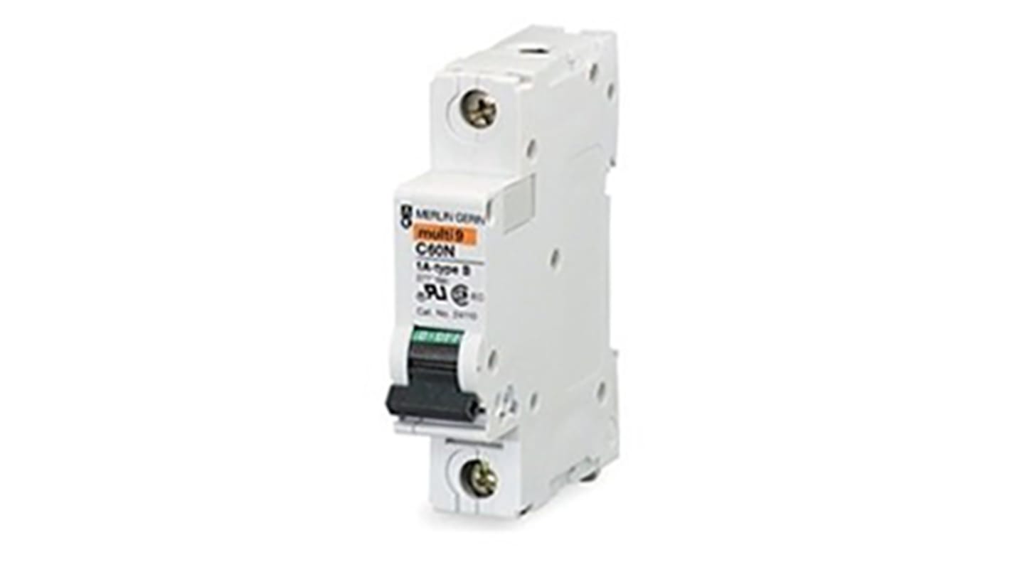 Schneider Electric Acti 9 C60 MCB Mini Circuit Breaker, 1P, 8A Curve B, 277V AC, 5 kA Breaking Capacity