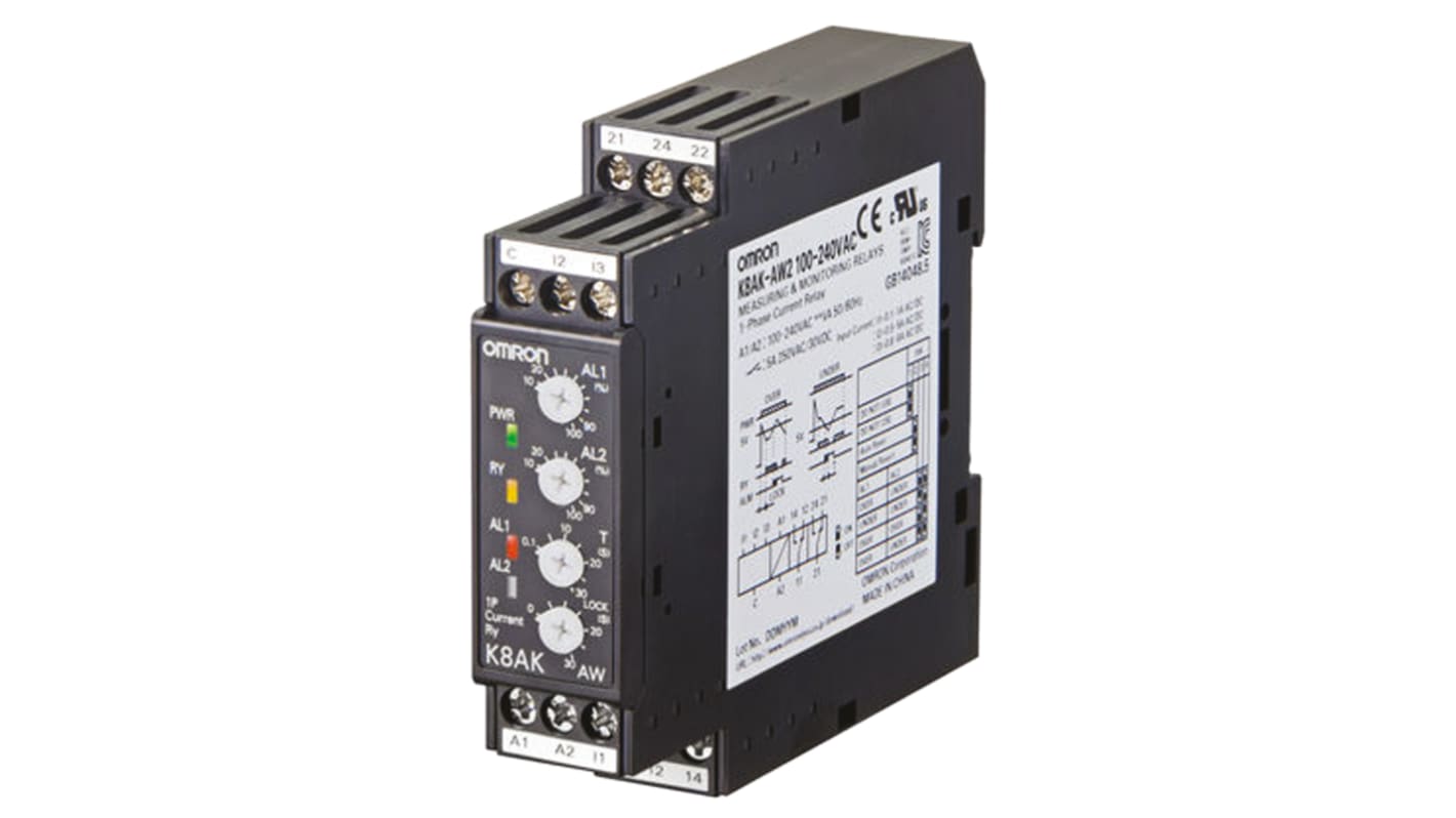 Omron Current Monitoring Relay, 1 Phase, SPDT, DIN Rail