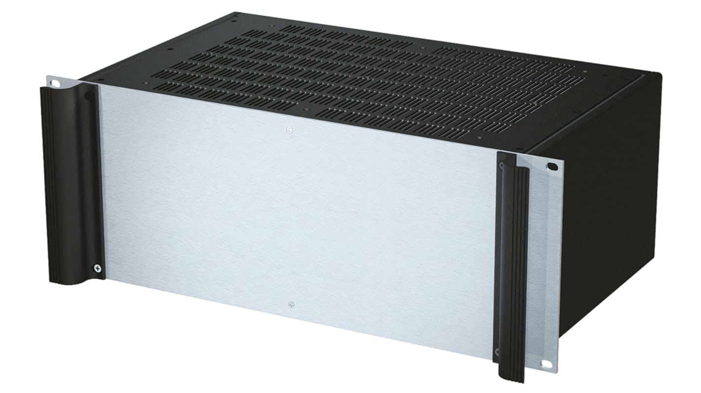 METCASE 4U工控机箱, 黑色, 铝制外壳, 外部尺寸173.6 x 482.6 x 265mm, Combimet系列